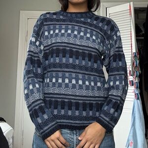 Navy and Gray Patterned Sweater